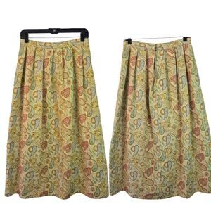 Cloak of Many Colors Gold Rose Green Paisley Tapestry Vintage Maxi Skirt 12 28